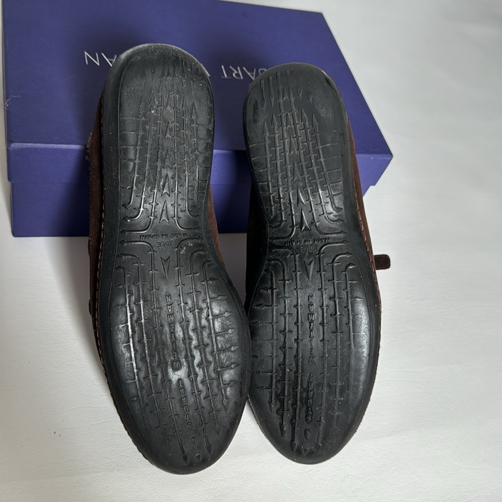 Stuart Weitzman Shoes 7.5 M Sherpa Trimmed Slip On  Brown Suede buckles - Picture 5 of 8